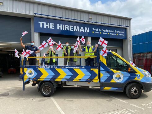 Hireman flies England flag